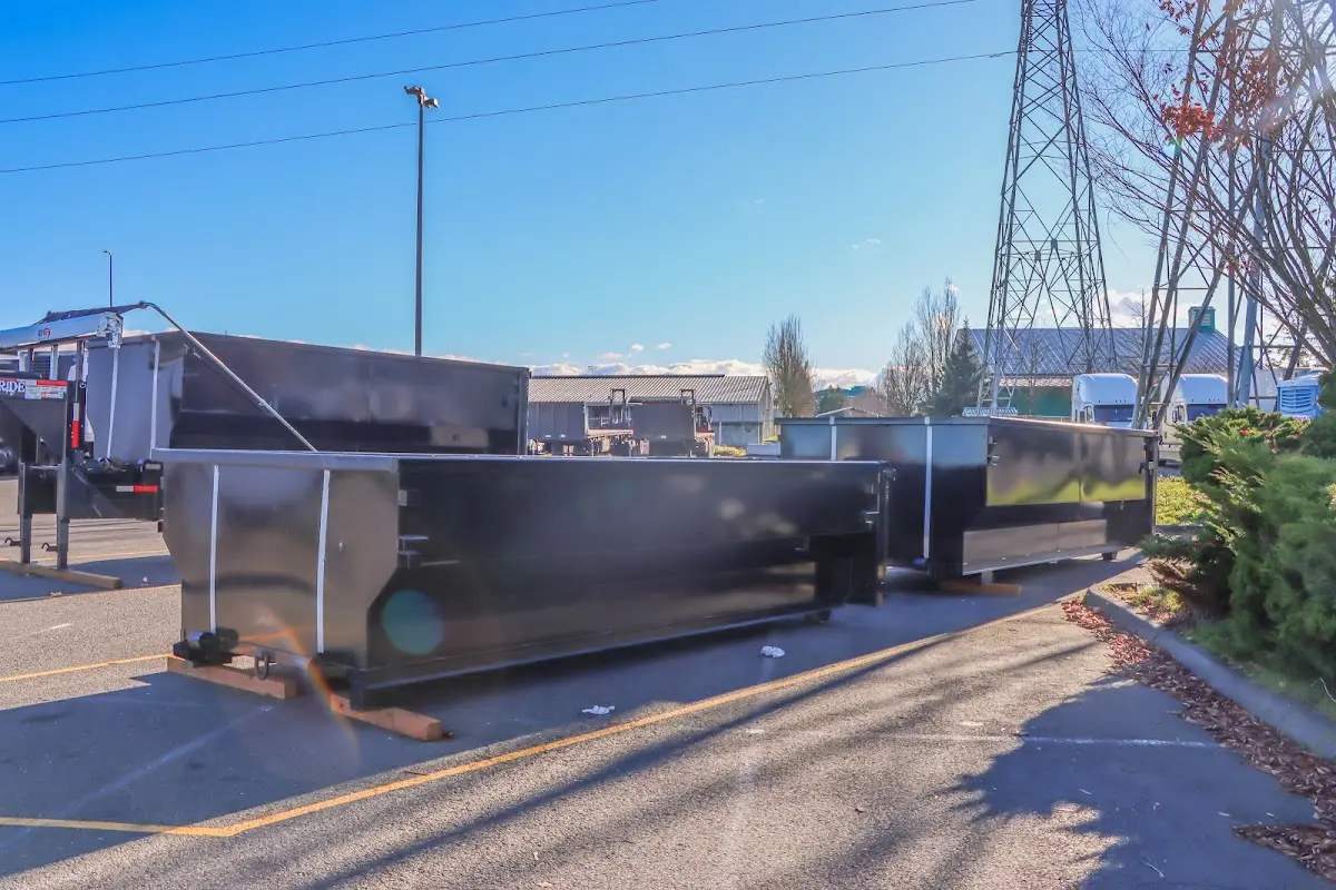 Roll-off dumpster ready for waste disposal at job site for 2 Yard Dumpster Rental in Lower Saucon